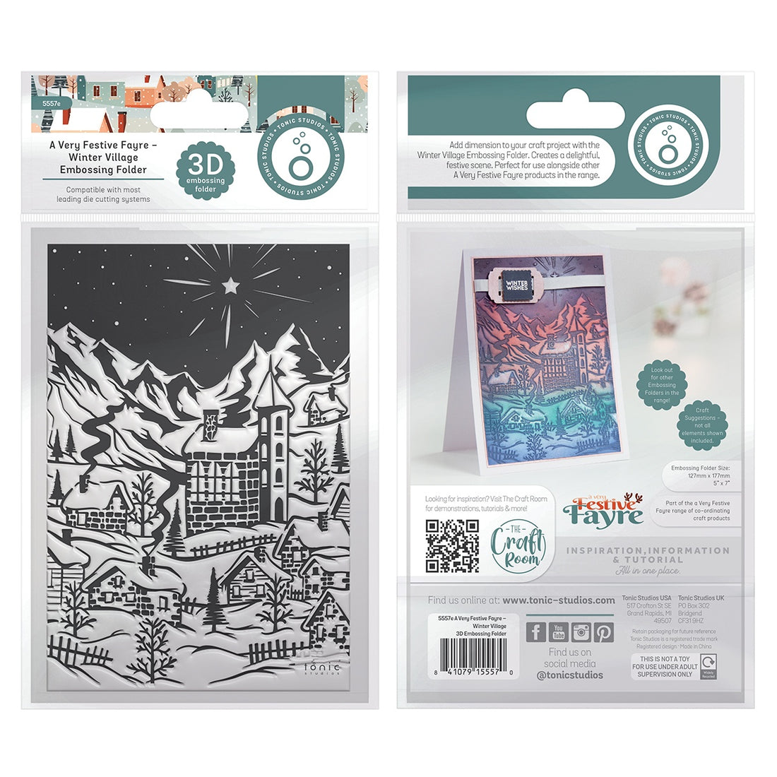 Tonic Studios A Very Festive Fayre WINTER VILLAGE 3D Embossing Folder