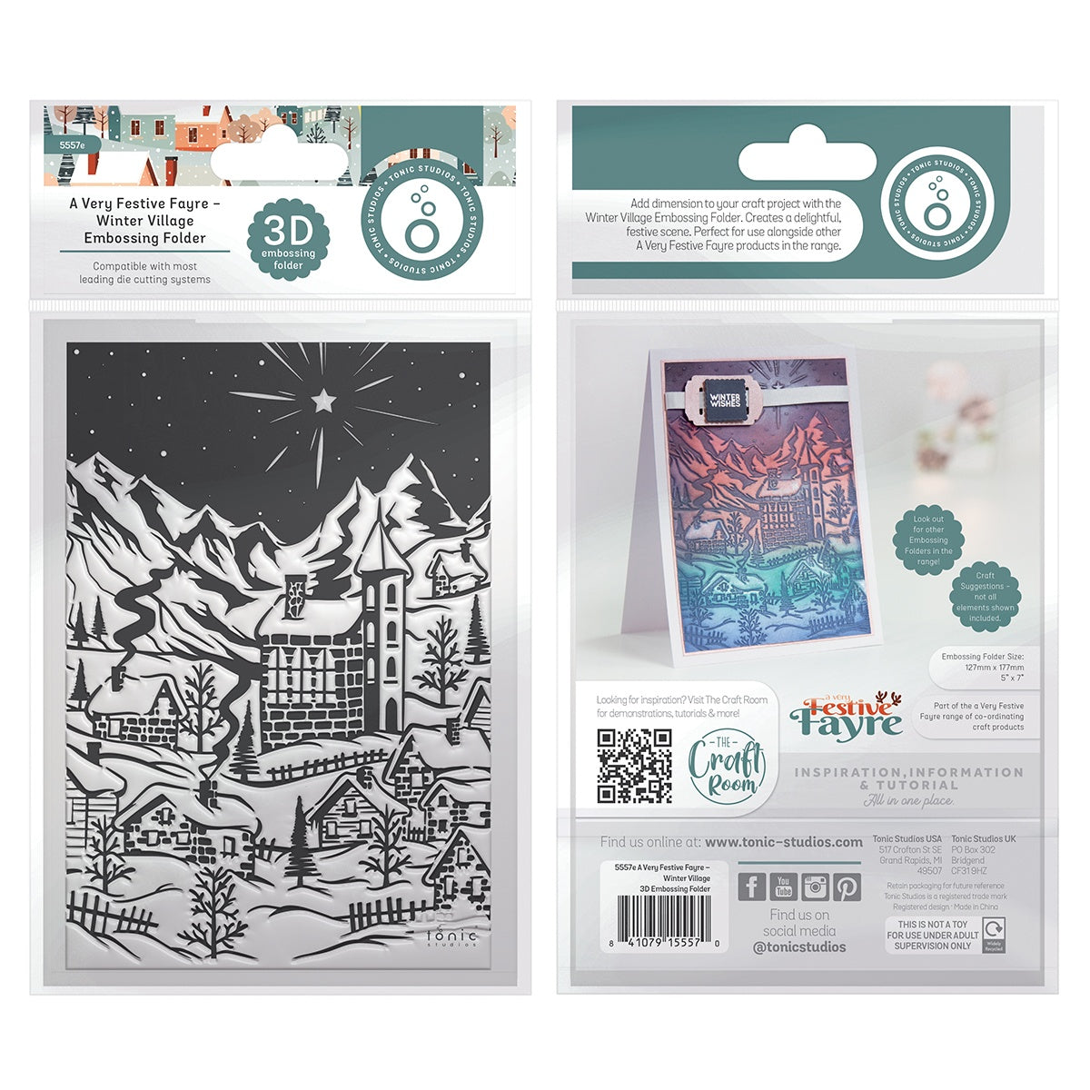 Tonic Studios A Very Festive Fayre WINTER VILLAGE 3D Embossing Folder