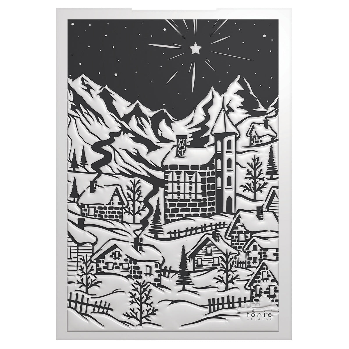 Tonic Studios A Very Festive Fayre WINTER VILLAGE 3D Embossing Folder