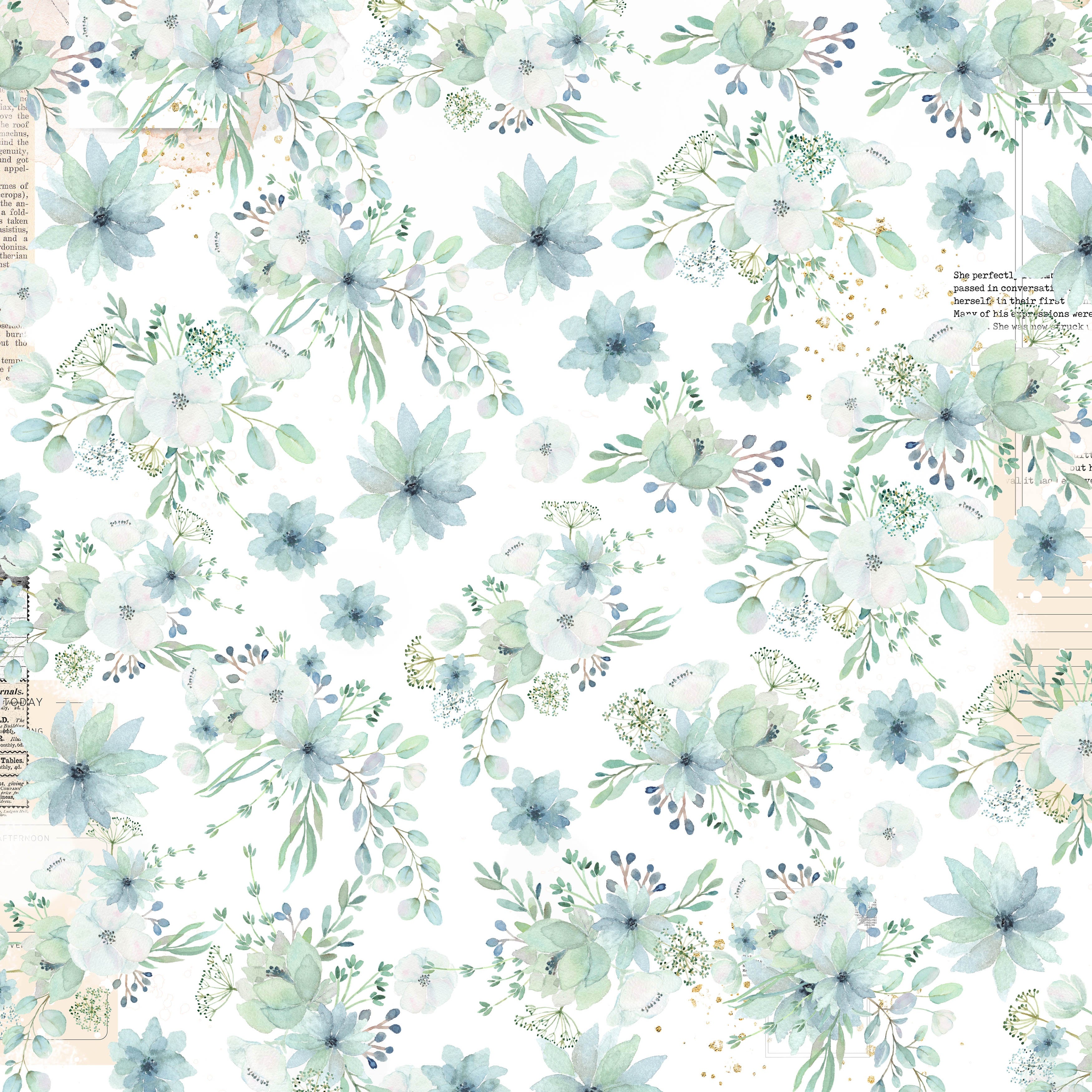 Asuka Studio Floral Whispers Collection MYSTIC 12X12 Scrapbook Paper
