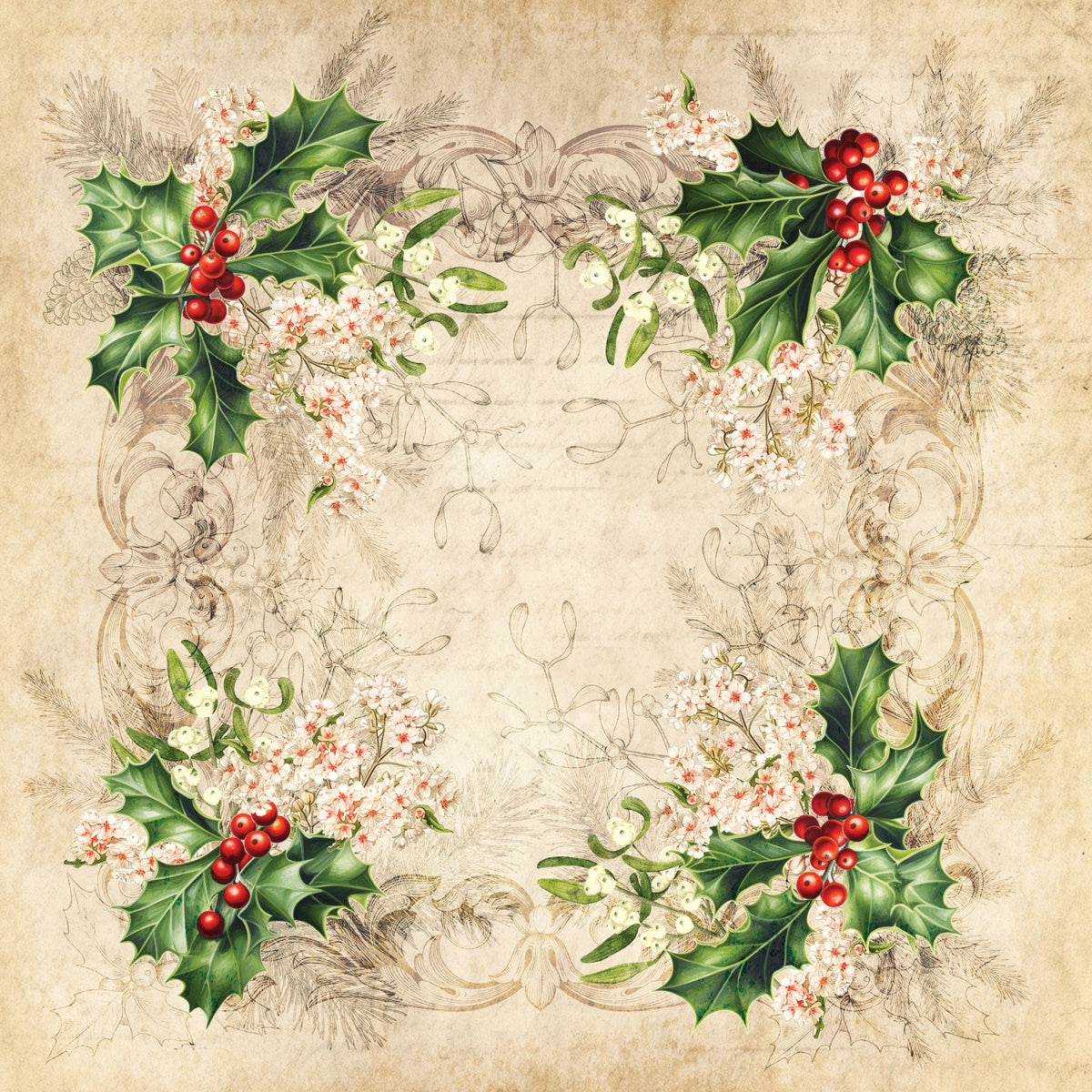 Crafters Companion HOLLY & IVY Collection 6X6" Paper Pad 36 Sheets