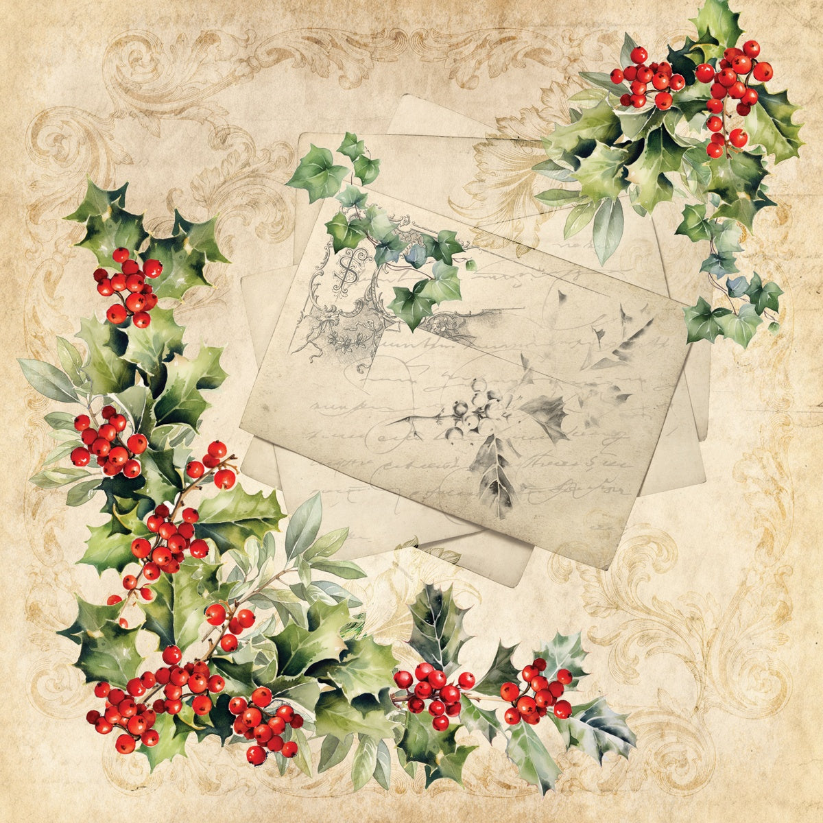 Crafters Companion HOLLY & IVY Collection 6X6" Paper Pad 36 Sheets
