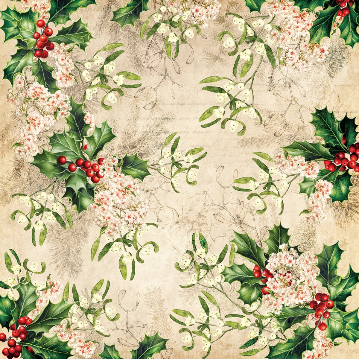 Crafter’s Companion HOLLY & IVY 12"X12" Nature’s Garden Paper Pad