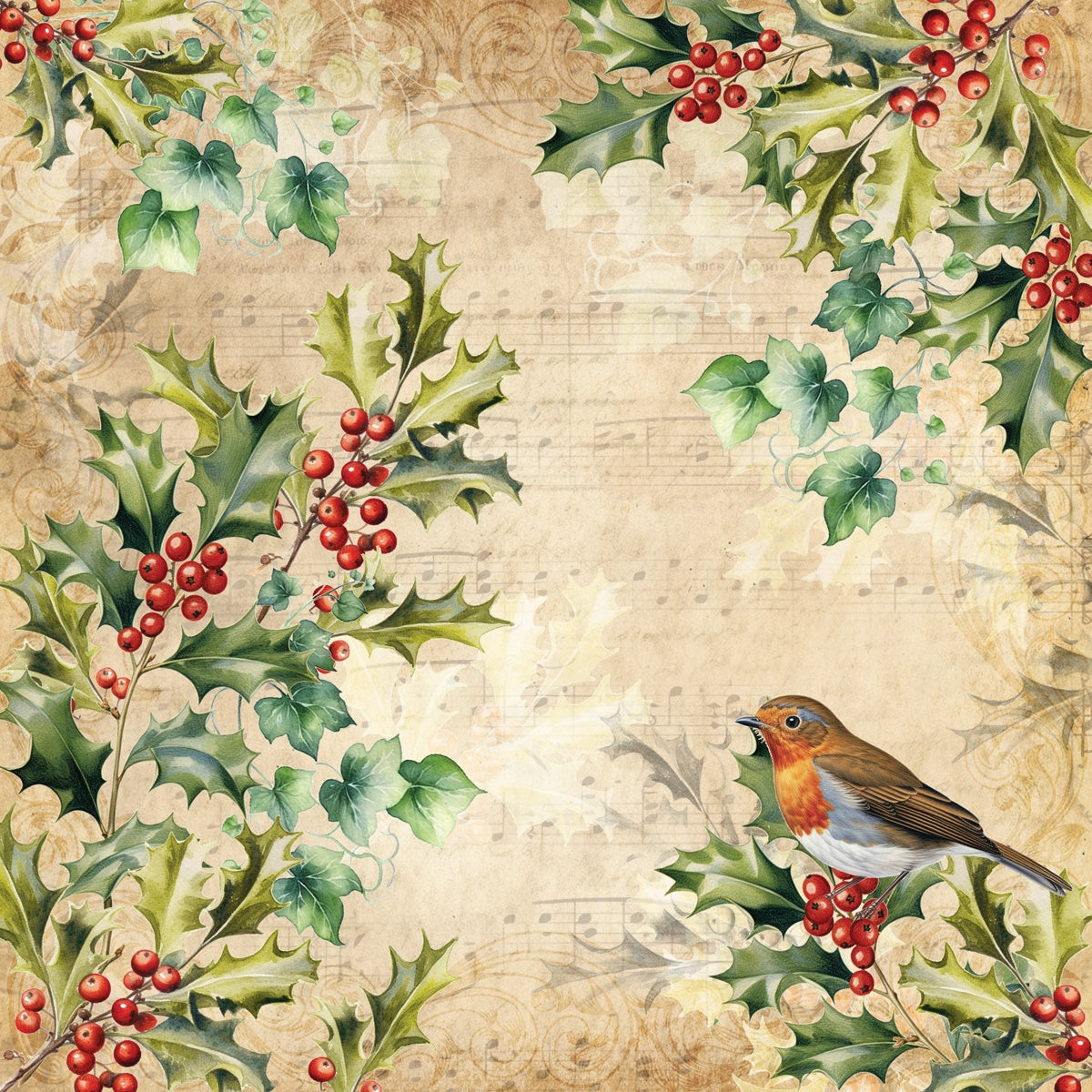 Crafter’s Companion HOLLY & IVY 12"X12" Nature’s Garden Paper Pad