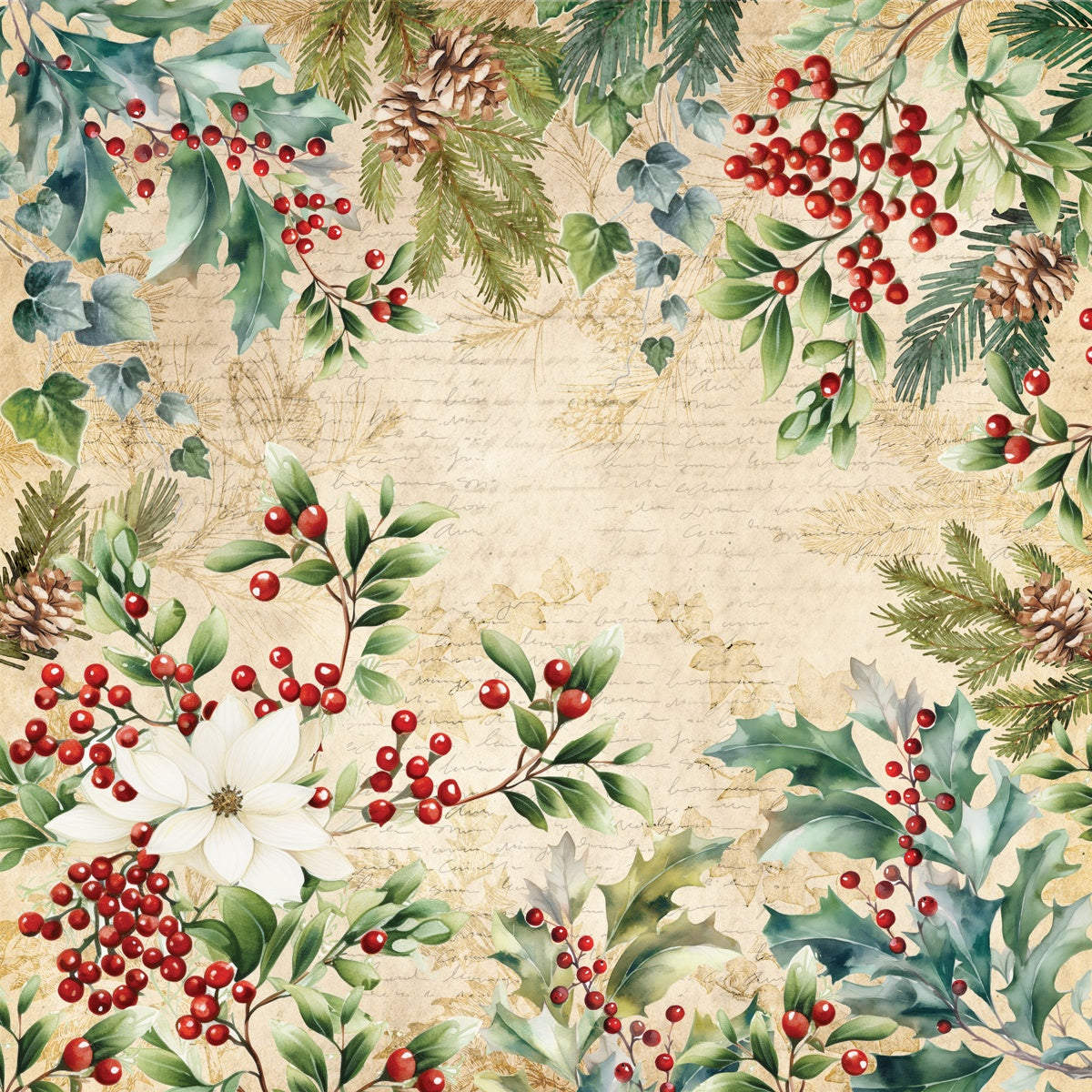 Crafter’s Companion HOLLY & IVY 12"X12" Nature’s Garden Paper Pad