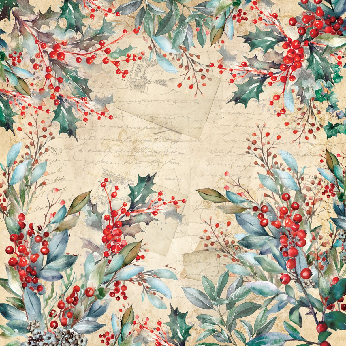 Crafter’s Companion HOLLY & IVY 12"X12" Nature’s Garden Paper Pad