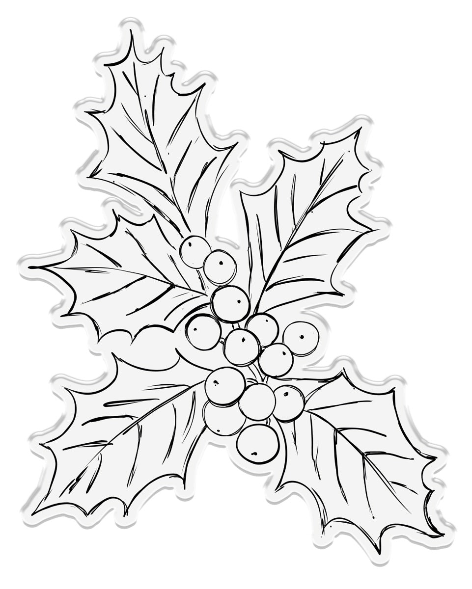 Crafters Companion Holly & Ivy SKETCHY HOLLY Metal Die And Acrylic Stamp 2pc