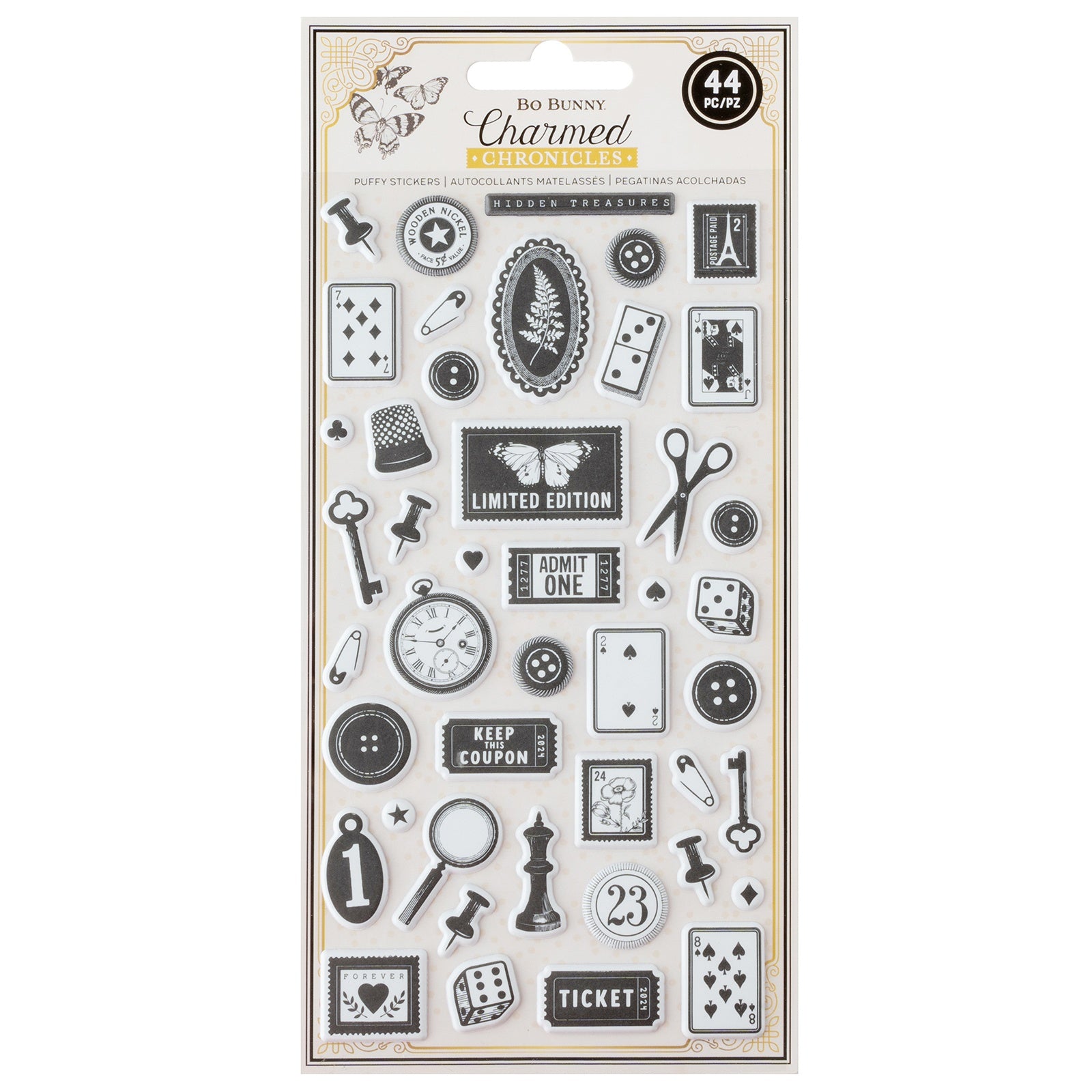 BoBunny CHARMED CHRONICLES Puffy Stickers 44pc