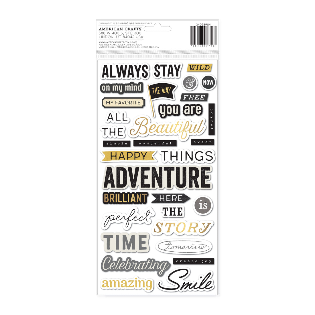 Thickers BoBunny CHARMED CHRONICLES Foam Phrase Stickers