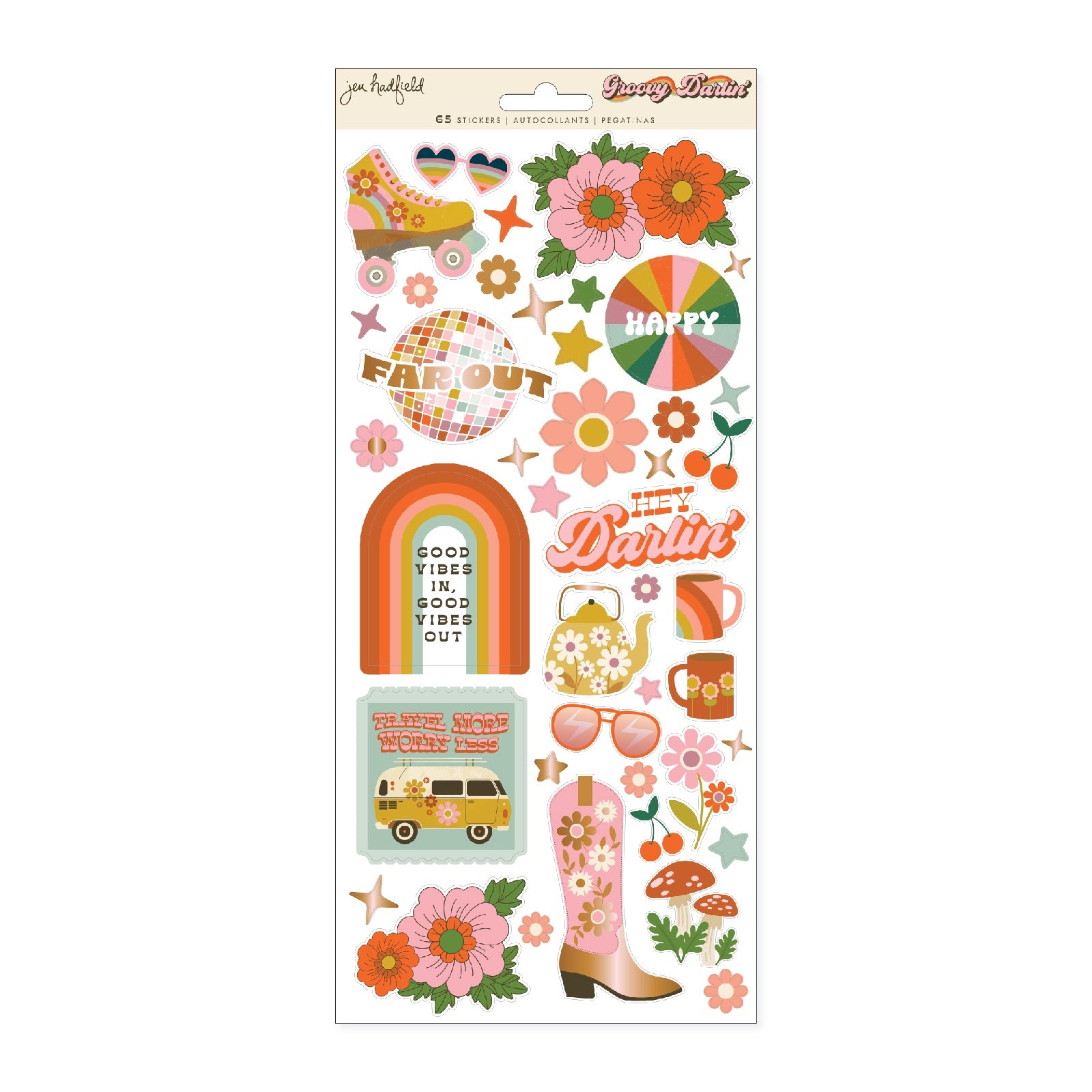 Jen Hadfield GROOVY DARLIN’ Copper Foil Stickers 65pc