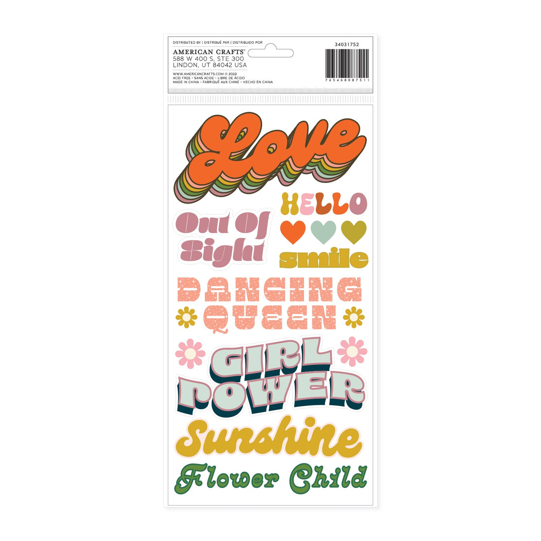 Thickers Jen Hadfield GROOVY DARLIN’ Foam Phrase Stickers