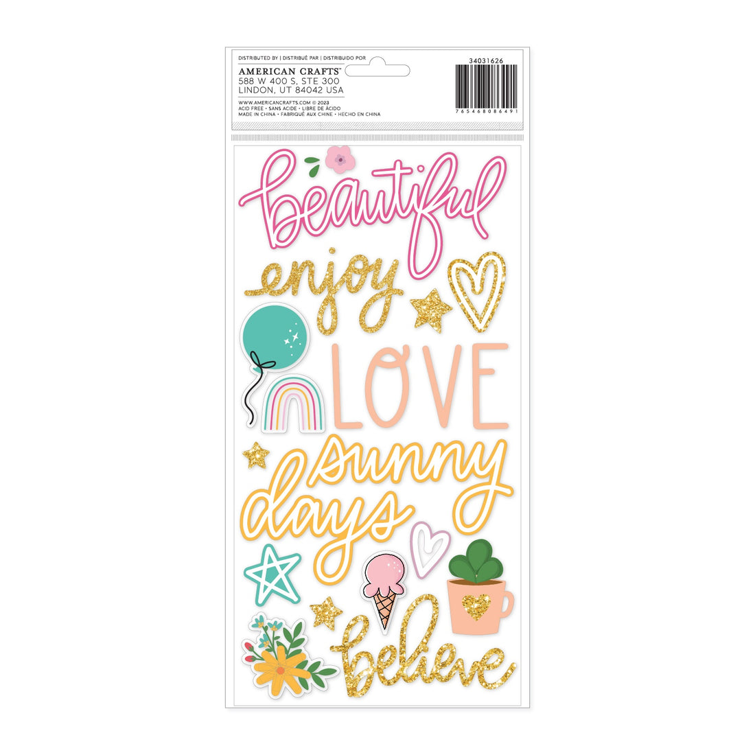 Thickers Shimelle REASONS TO SMILE Foam Phrase Stickers