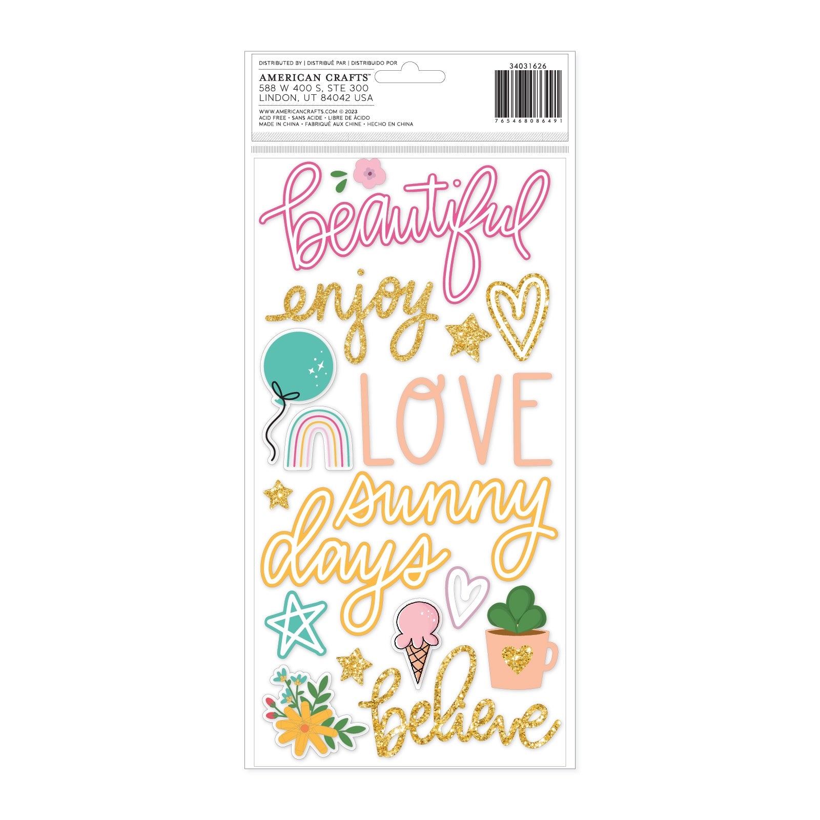 Thickers Shimelle REASONS TO SMILE Foam Phrase Stickers