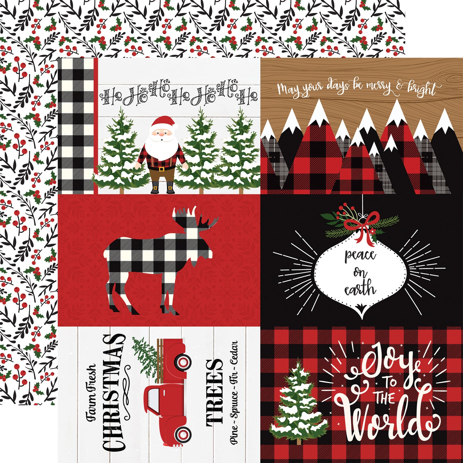 Echo Park LUMBERJACK CHRISTMAS Collection 12"X12" Scrapbook Paper