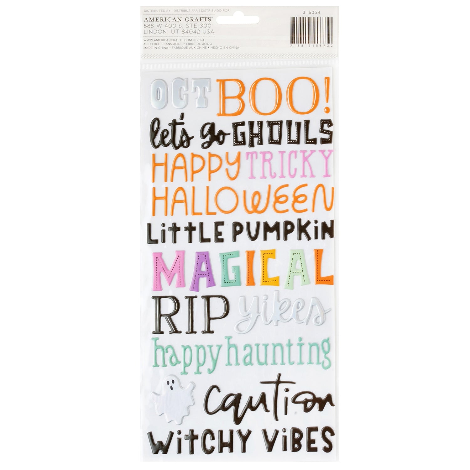 AC Paige Evans Thickers TRICKS & TREATS PUFFY PHRASE STICKERS