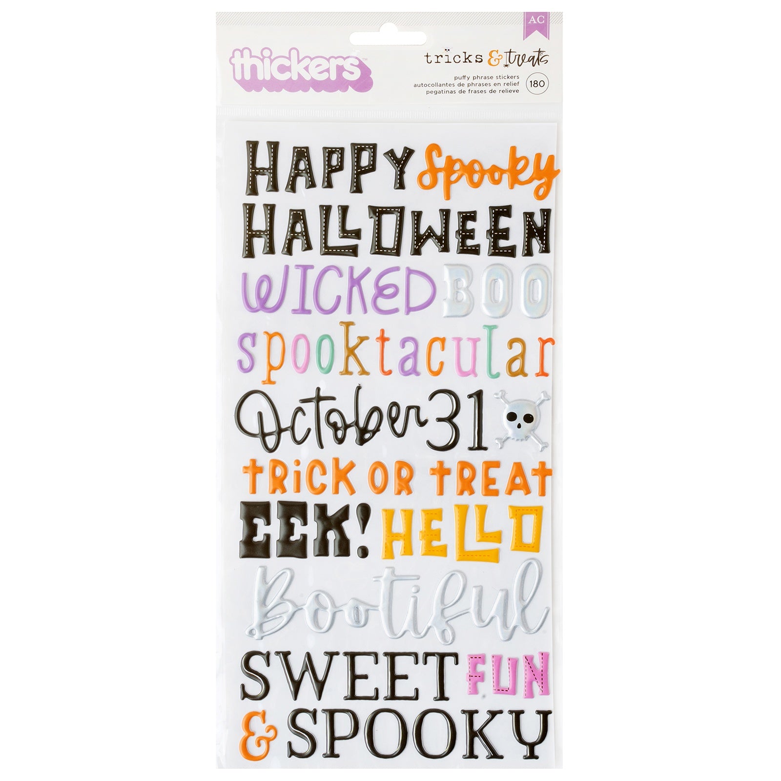 AC Paige Evans Thickers TRICKS & TREATS PUFFY PHRASE STICKERS