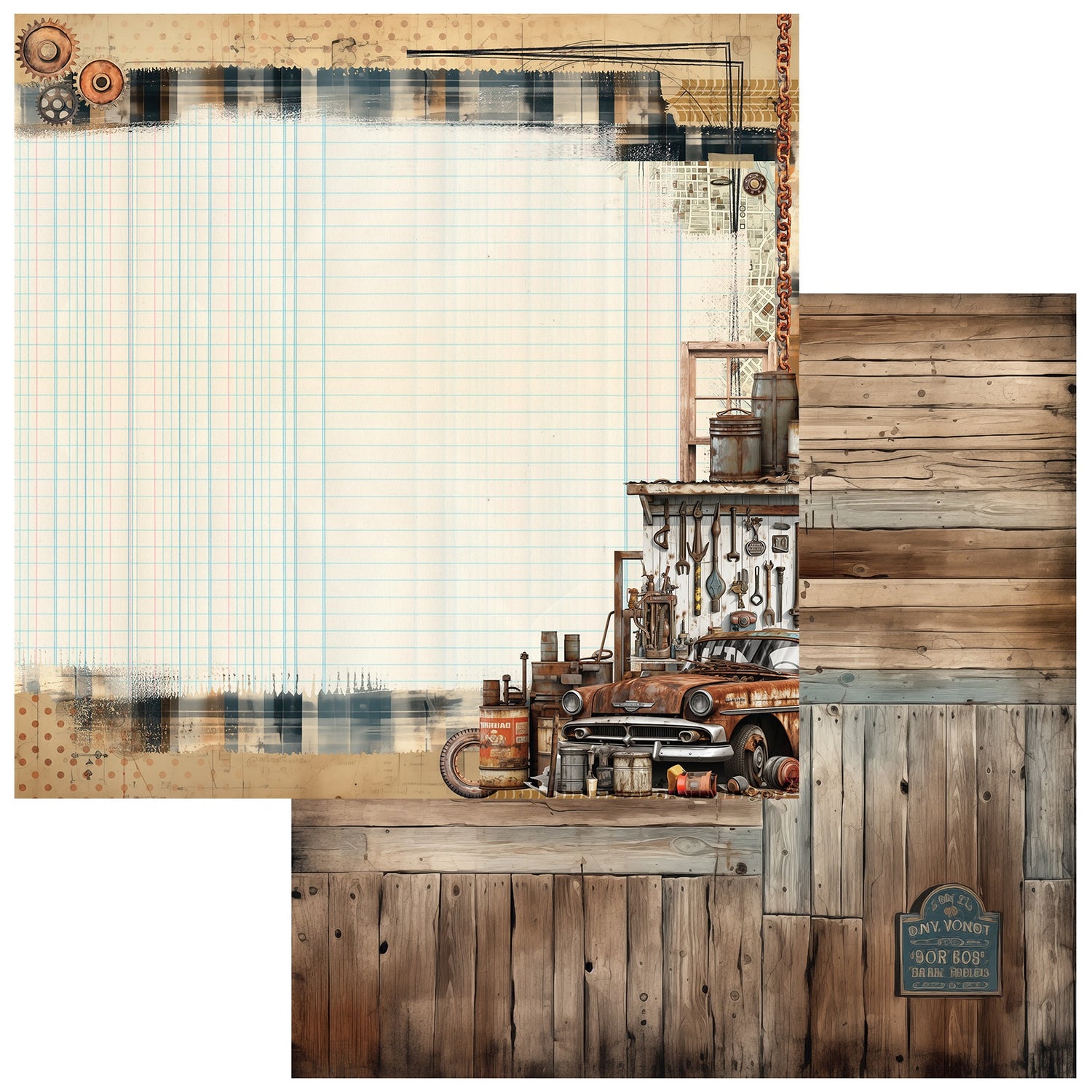 49 and Market RUST AND REVS 12"X12" Scrapbook Paper