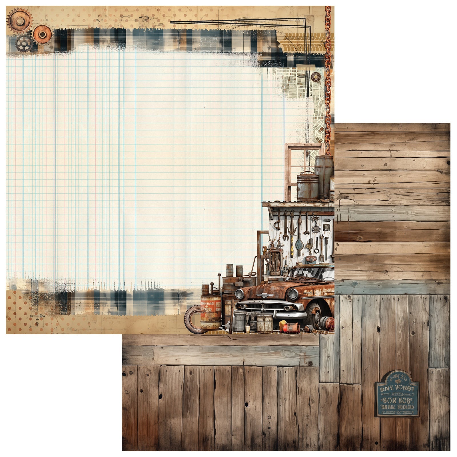 49 and Market RUST AND REVS 12"X12" Scrapbook Paper