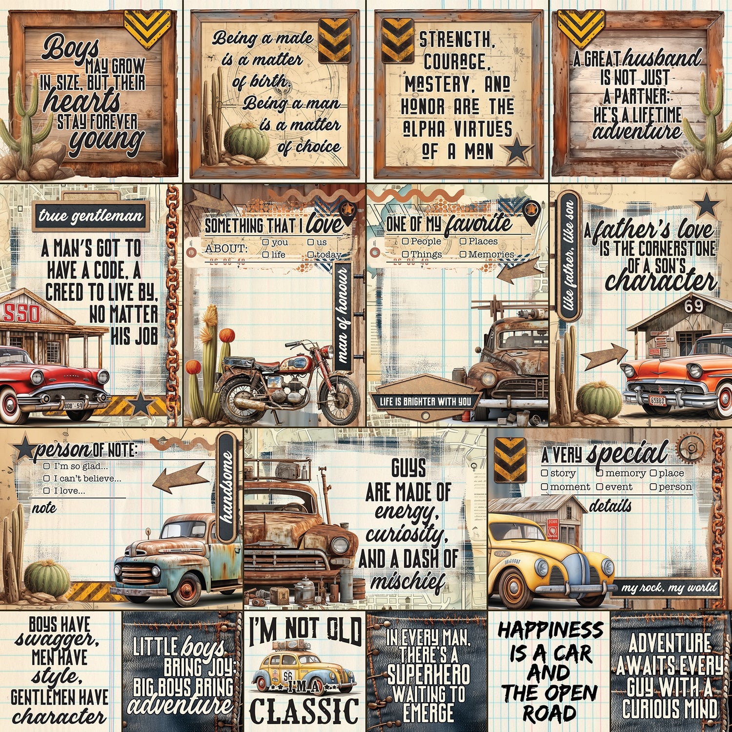 49 and Market RUST AND REVS 12"X12" Scrapbook Paper