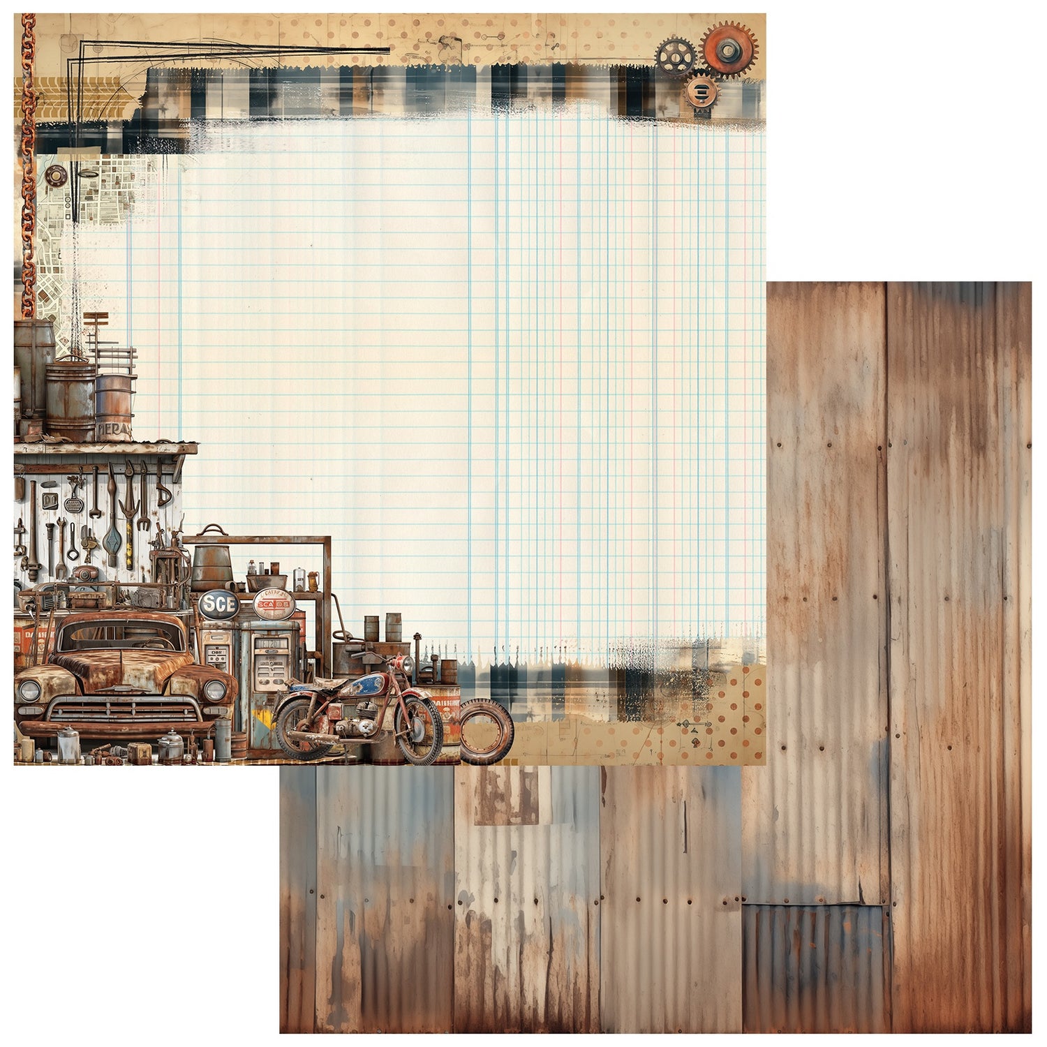 49 and Market RUST AND REVS 12"X12" Scrapbook Paper