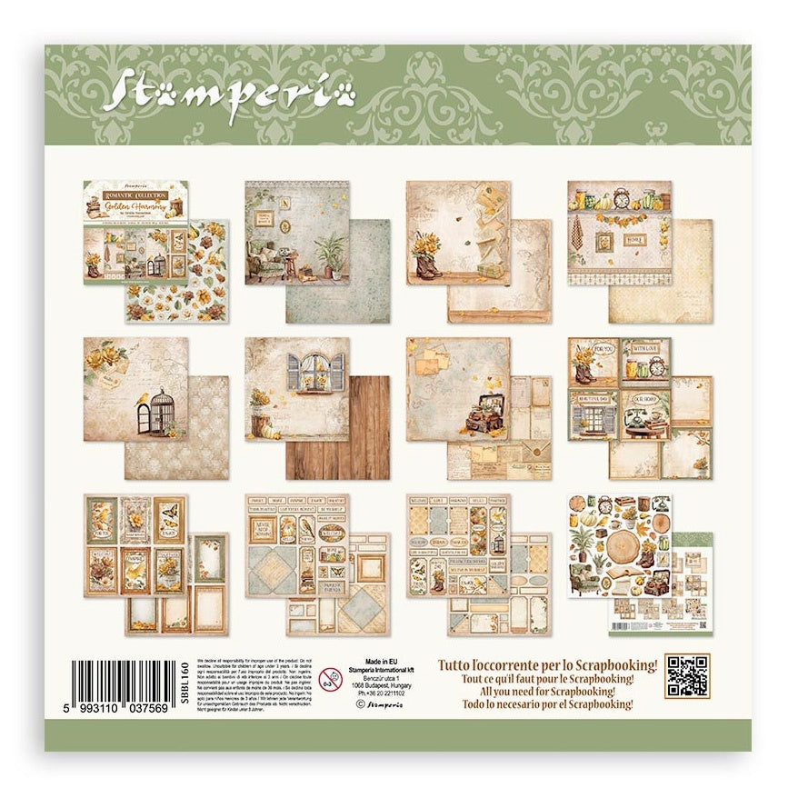Stamperia Romantic GOLDEN HARMONY 12"X12" Scrapbook Paper Pad