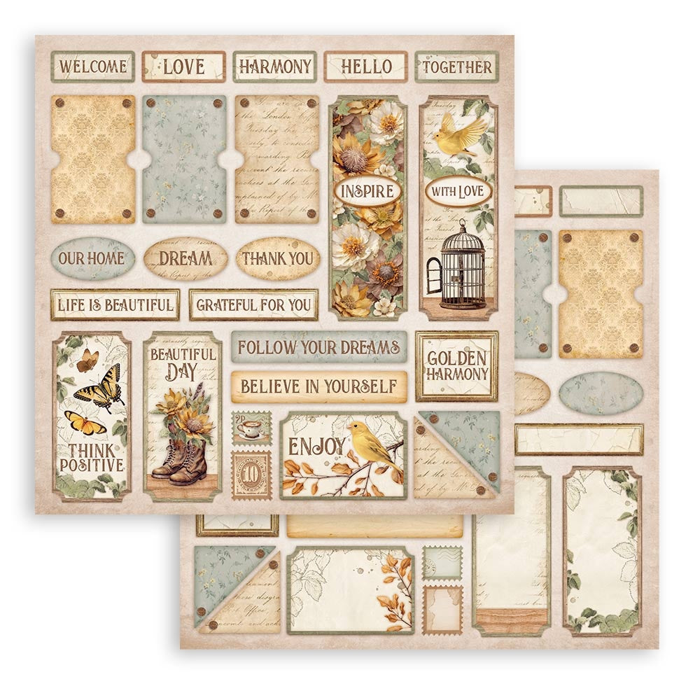 Stamperia Romantic GOLDEN HARMONY 12"X12" Scrapbook Paper Pad