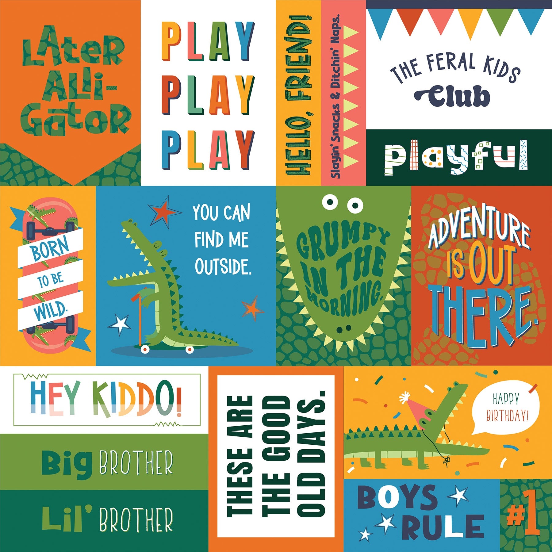 Photoplay LATER GATOR Collection 12X12 Scrapbook Paper