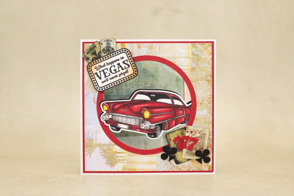 Crafter’s Companion Vintage Vegas COOL CADILLAC Stamp & Metal Die 2pc