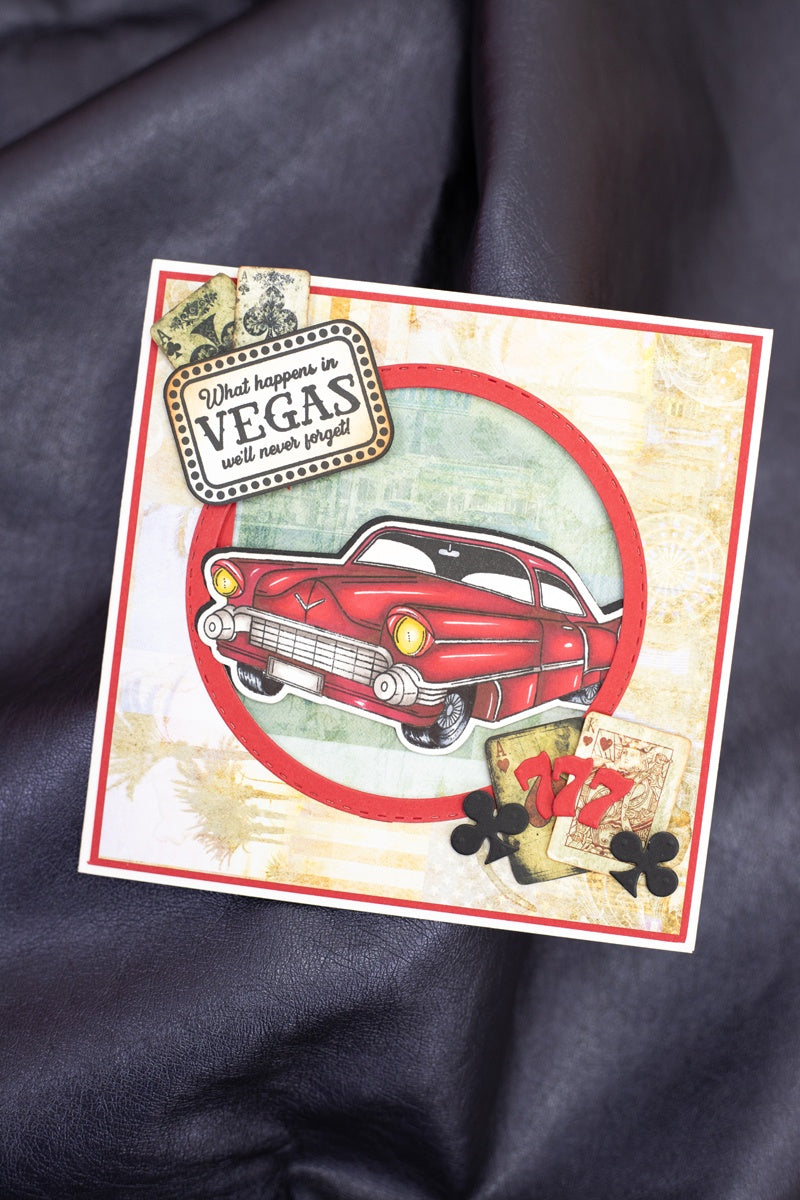 Crafter’s Companion Vintage Vegas COOL CADILLAC Stamp & Metal Die 2pc