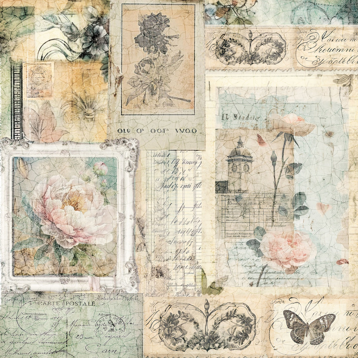 Crafter’s Companion DISTRESSED FLORALS 12”X12” Paper Pad 24 Sheets