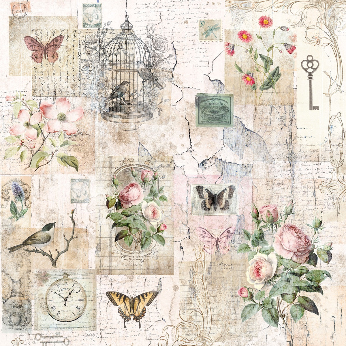 Crafter’s Companion DISTRESSED FLORALS 12”X12” Paper Pad 24 Sheets