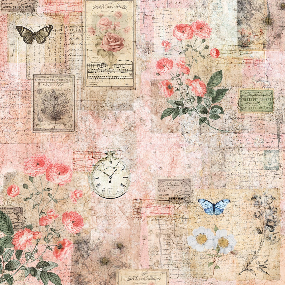 Crafter’s Companion DISTRESSED FLORALS 12”X12” Paper Pad 24 Sheets