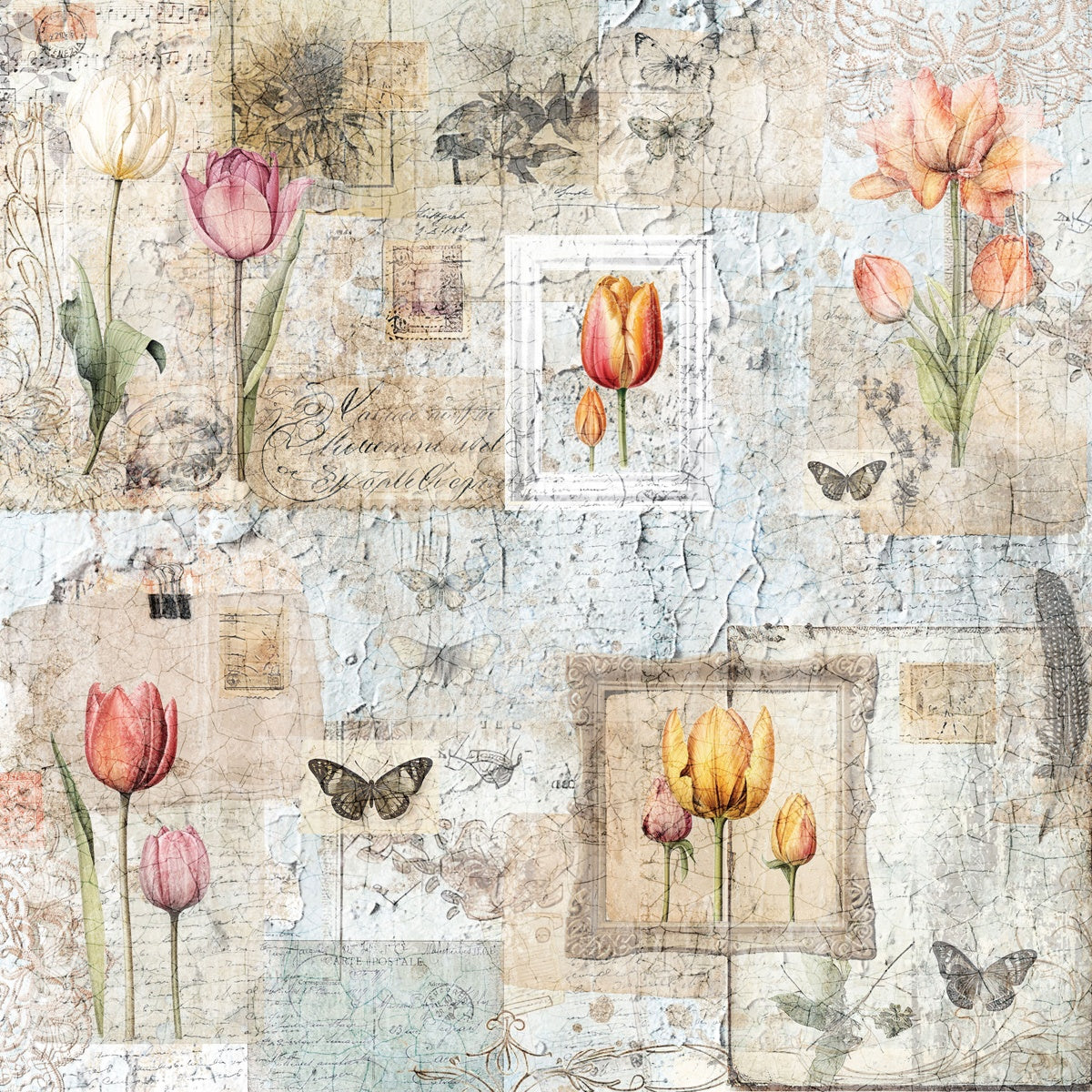 Crafter’s Companion DISTRESSED FLORALS 12”X12” Paper Pad 24 Sheets