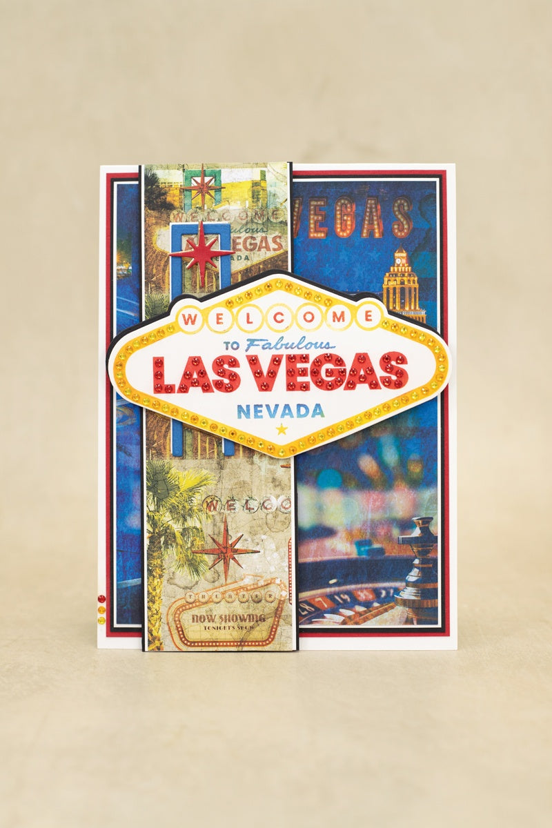 Crafter’s Companion Vintage Vegas FABULOUS LAS VEGAS Stamp, Dies, Stencil & Gems 8pc