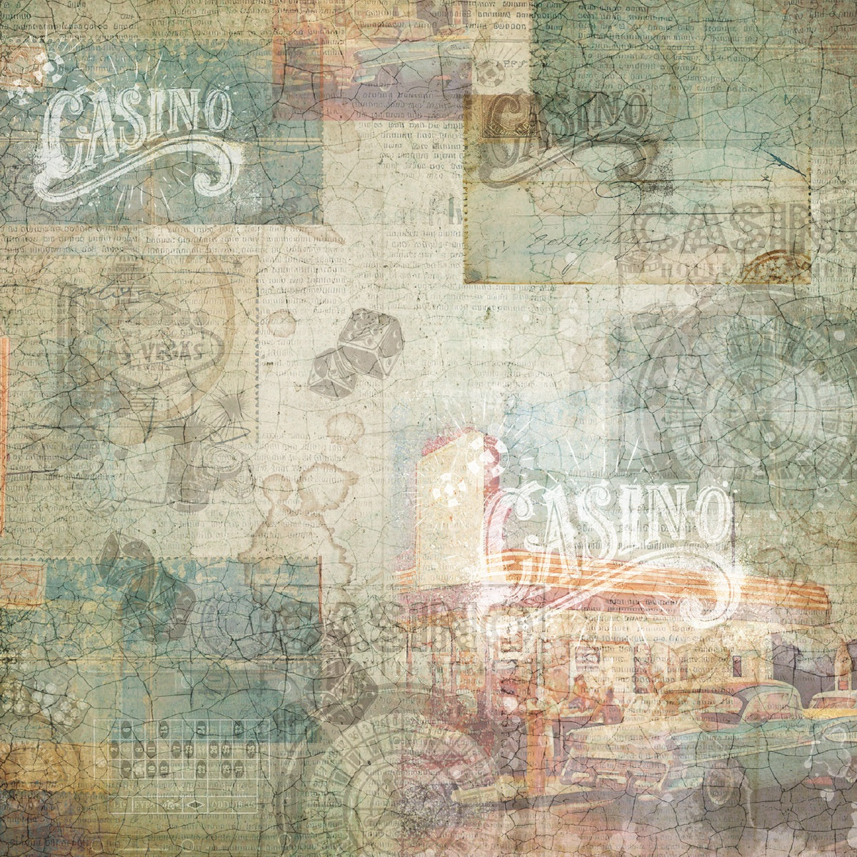 Crafter’s Companion VINTAGE VEGAS Collection 12X12 Paper Pad 36 Sheets