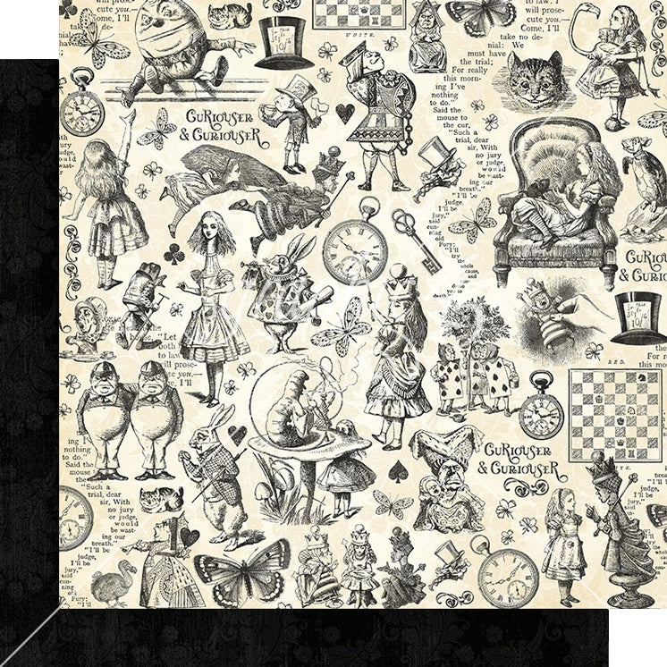 Graphic 45 CURIOUSER & CURIOUSER 12X12 Patterns & Solids Pack