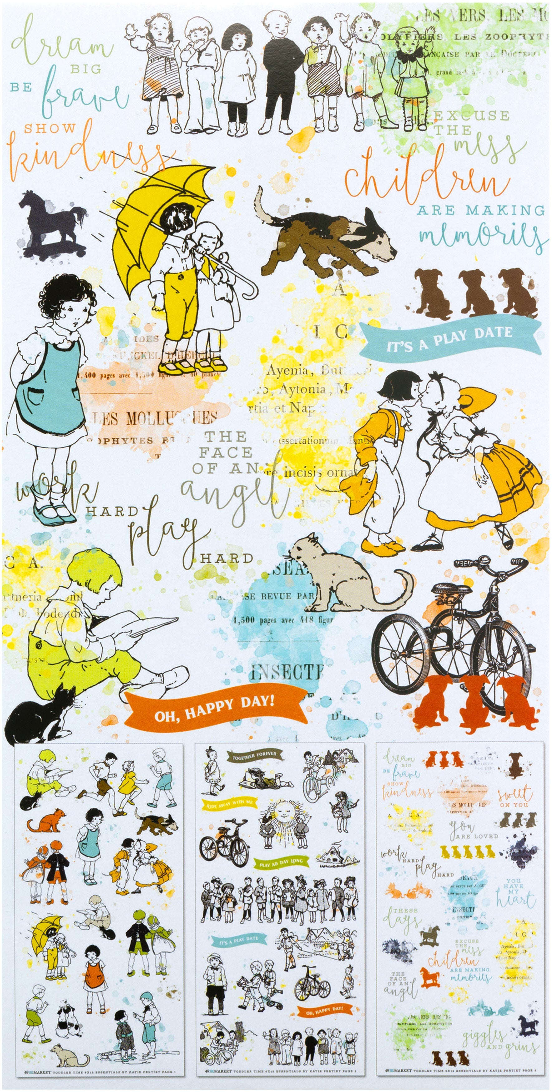 49 and Market TODDLER TIME ESSENTIALS Rub-On Transfers