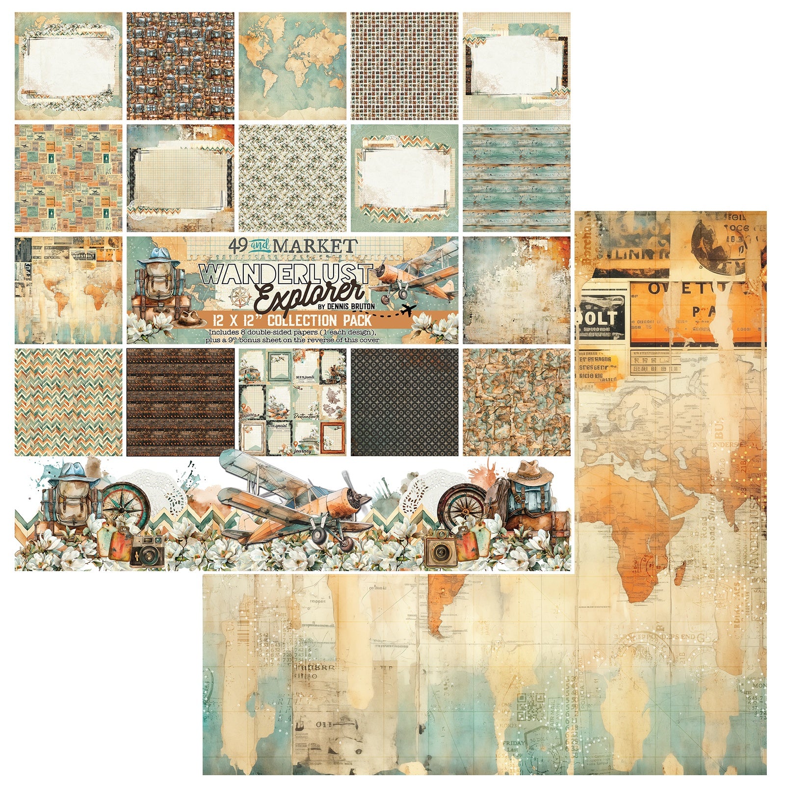 49 and Market WANDERLUST EXPLORER 12X12 Collection Paper Pack