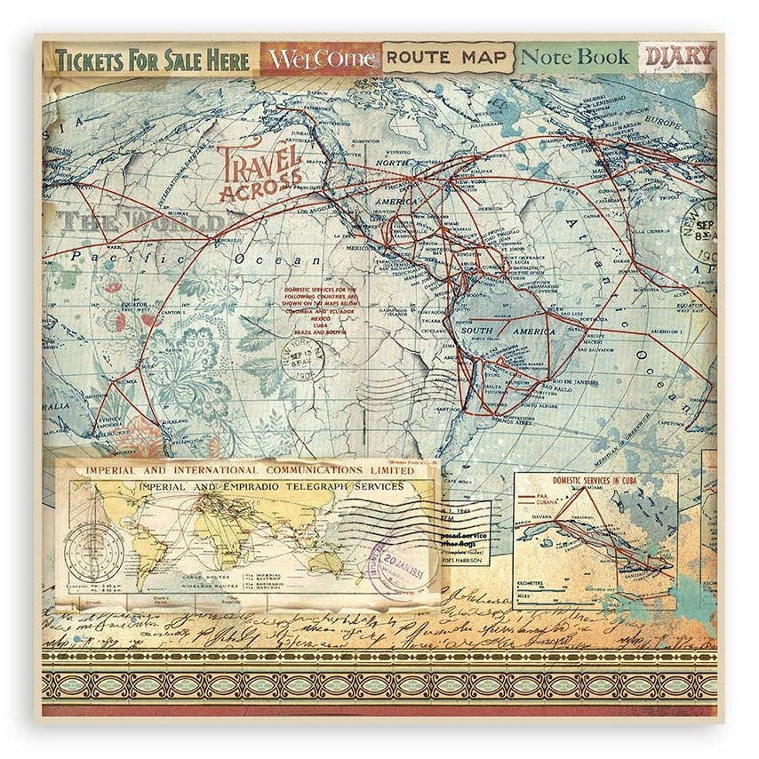 Stamperia ART OF TRAVELLING MAXI PAD 12"X12" Scrapbook Paper Pack