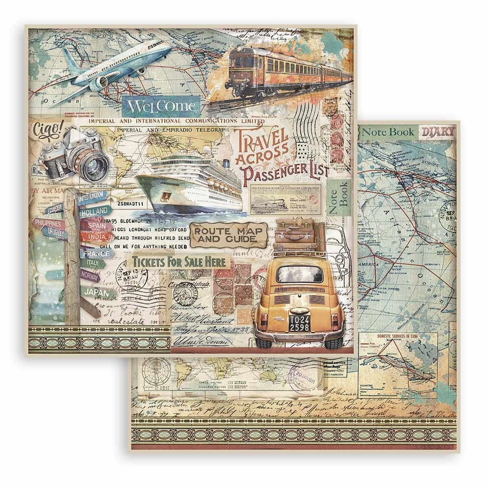Stamperia ART OF TRAVELLING 12"X12" Scrapbook Paper Pack