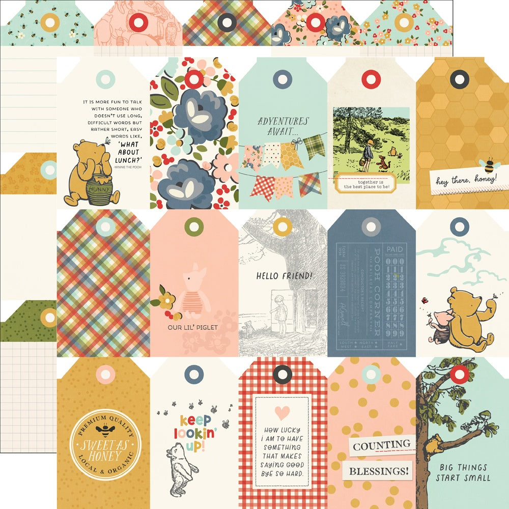 Simple Stories SAY CHEESE CLASSIC POOH 12X12 Scrapbook Paper