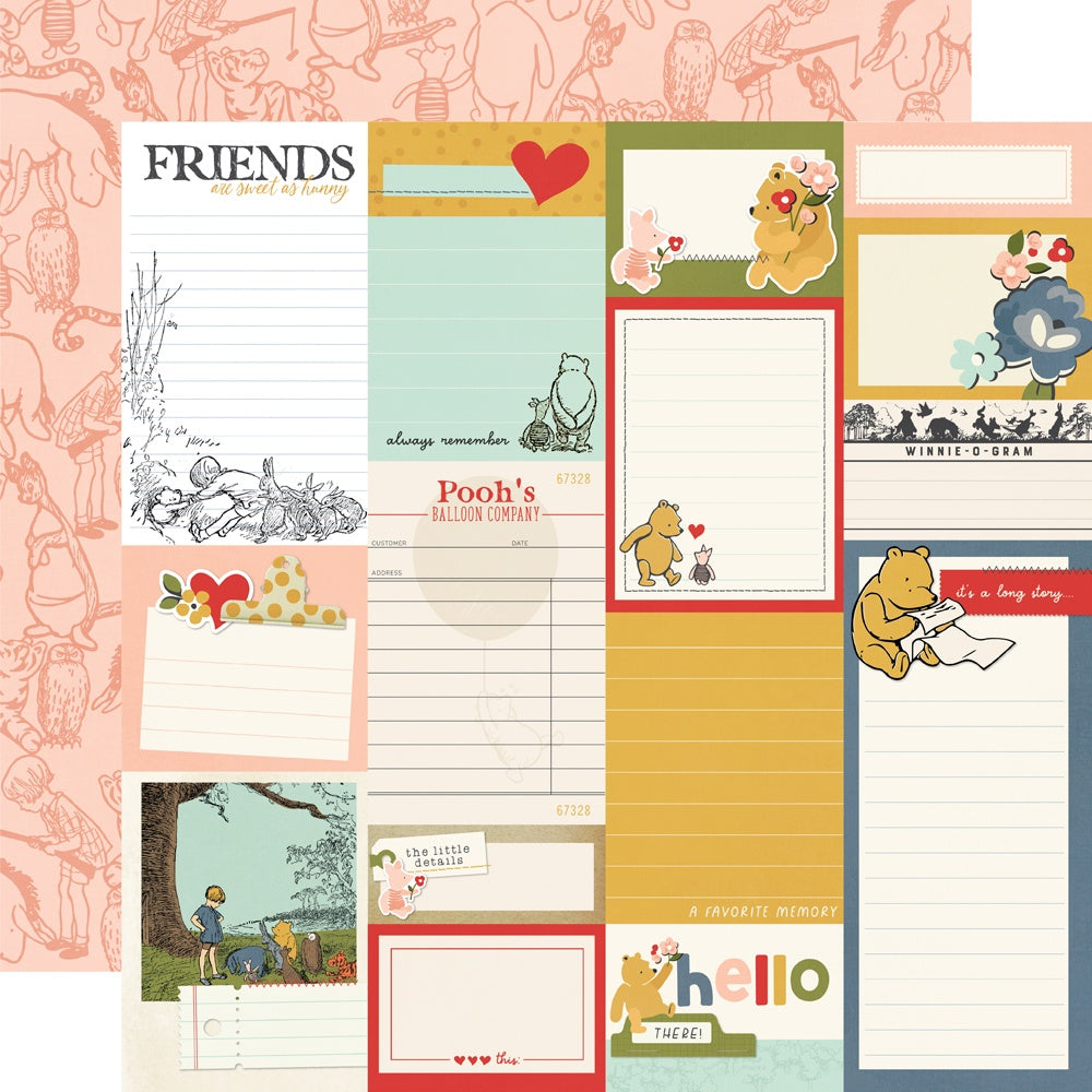 Simple Stories SAY CHEESE CLASSIC POOH 12X12 Scrapbook Paper
