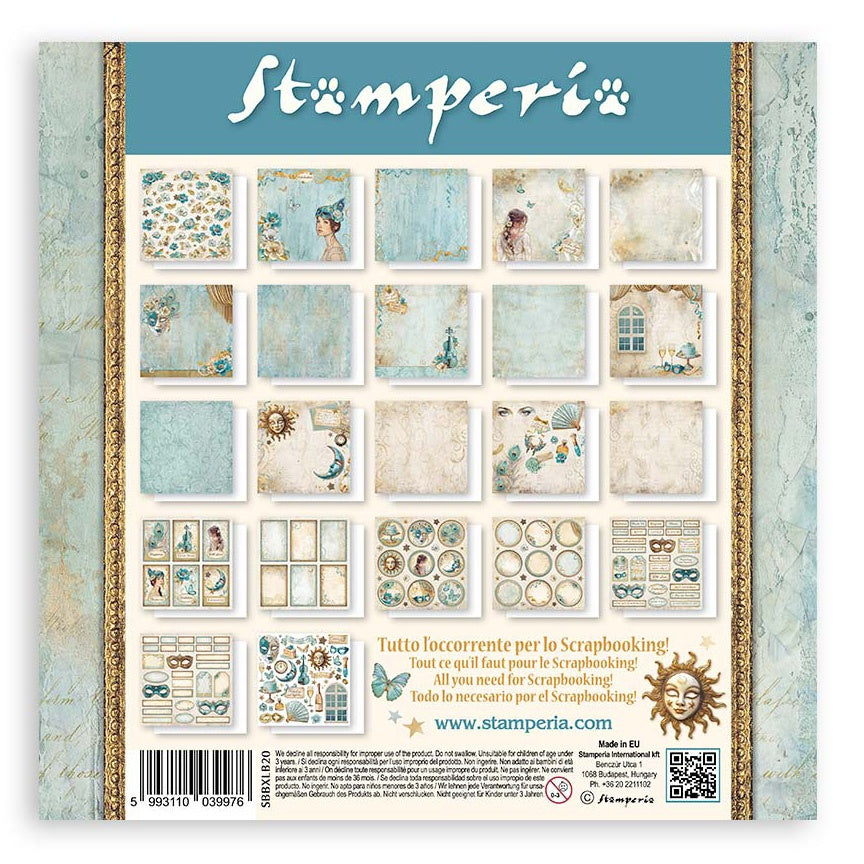 Stamperia MASQUERADE MAXI PAD 12"X12" Scrapbook Paper Pack
