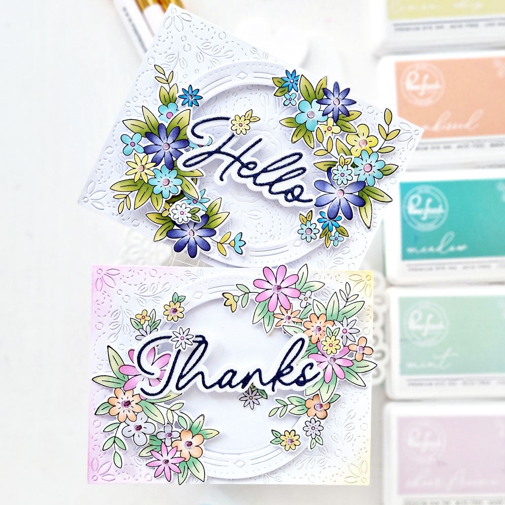 Pinkfresh Studio BASIC SENTIMENTS Stamp & Die Set 28pcs