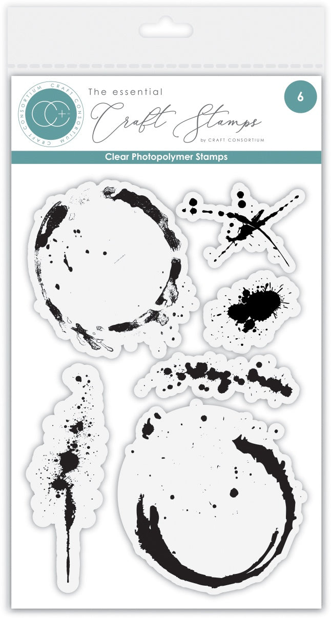 Craft Consortium INK & COFFEE STAINS Clear Photopolymer Stamps