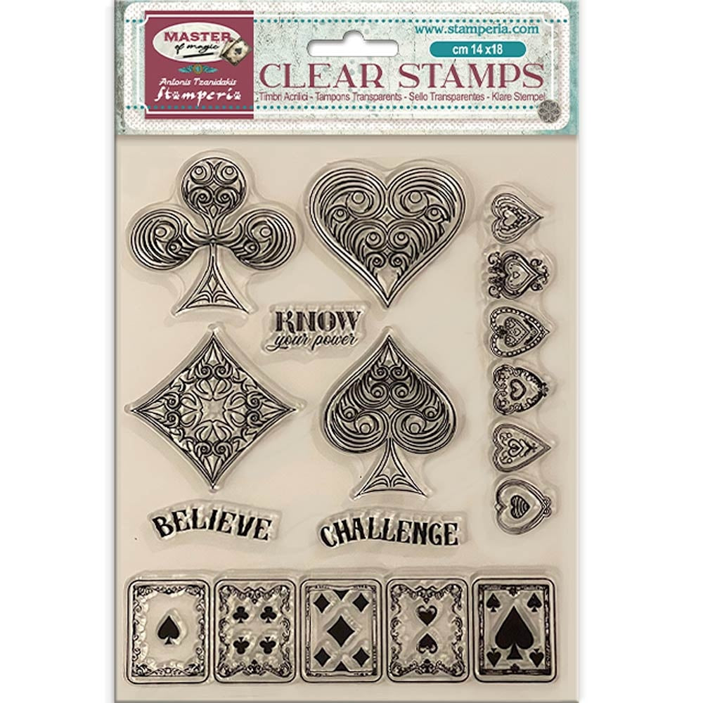 Stamperia Master Of Magic PLAYING CARDS Clear Stamps 9pc
