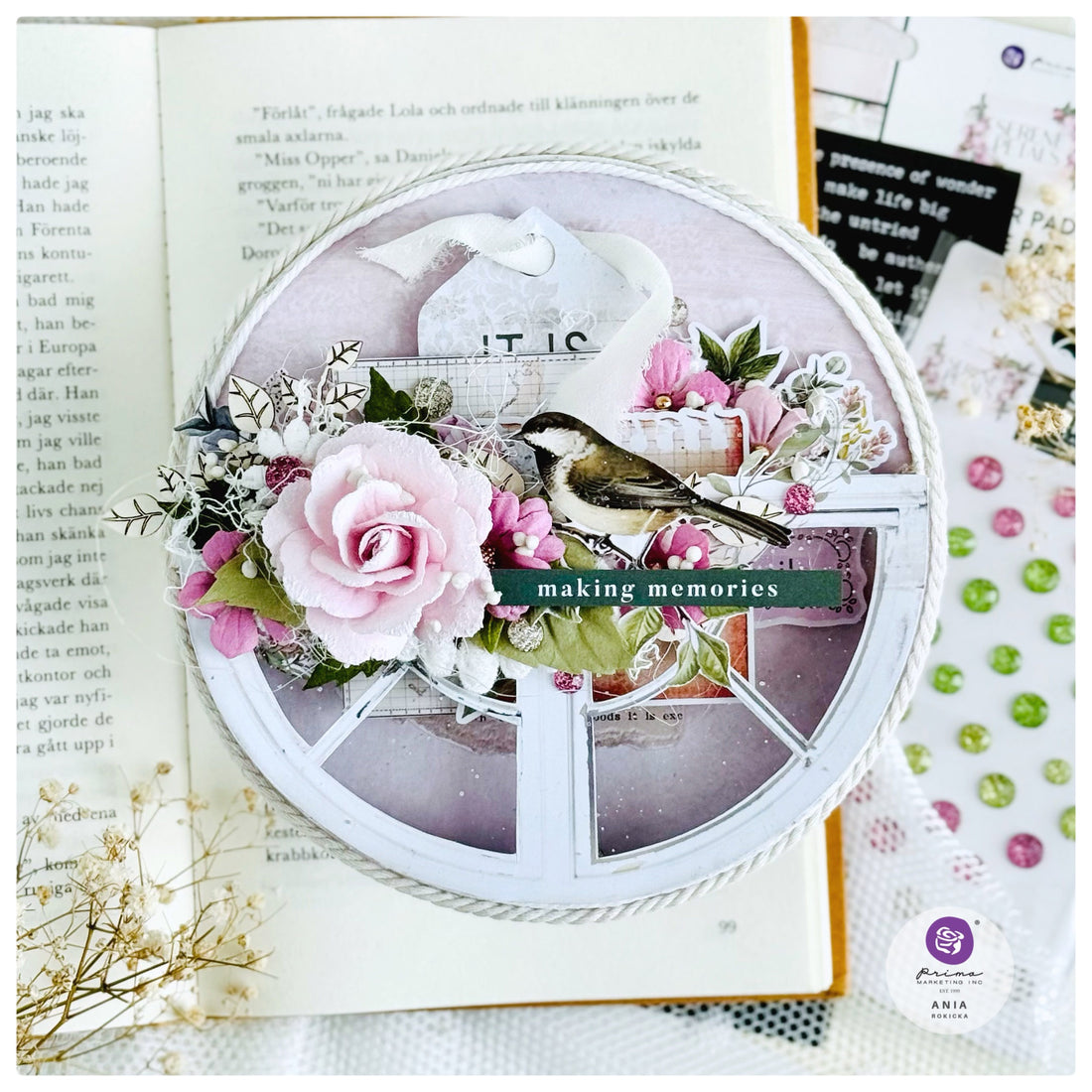 Prima SERENE PETALS CHIPBOARD STICKERS 2 Sheets 15pc