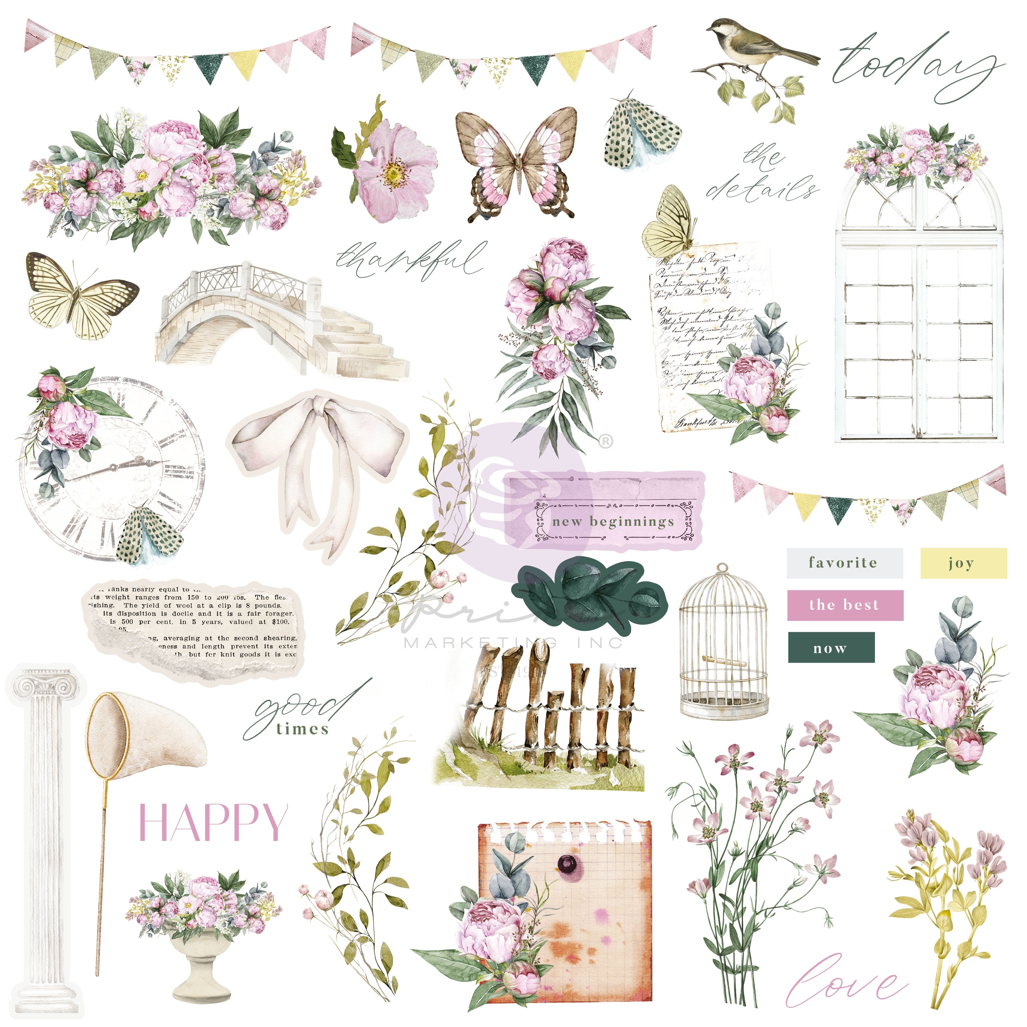 Prima SERENE PETALS PAPER PAD 12”X12” 14pc