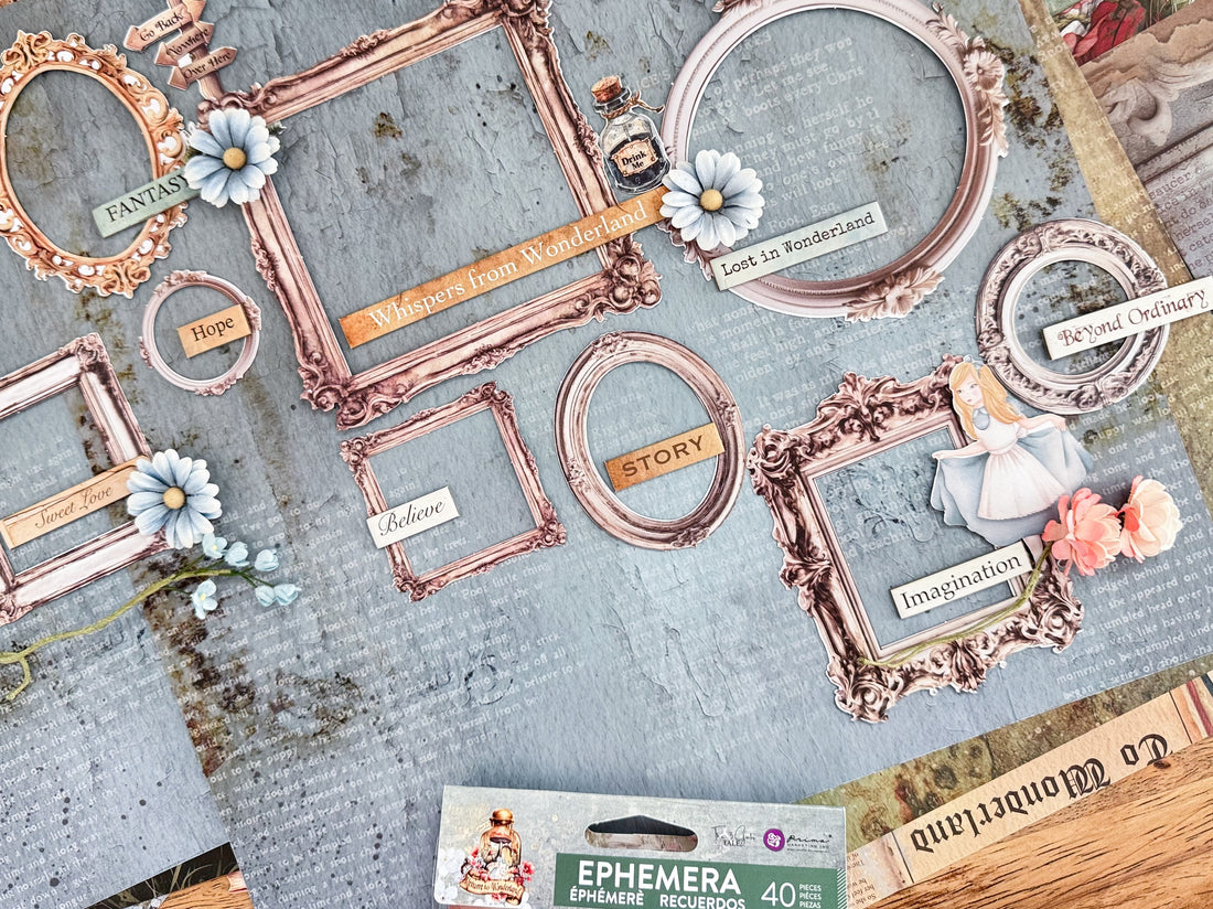 Prima RETURN TO WONDERLAND EPHEMERA Vintage Frames 40pc