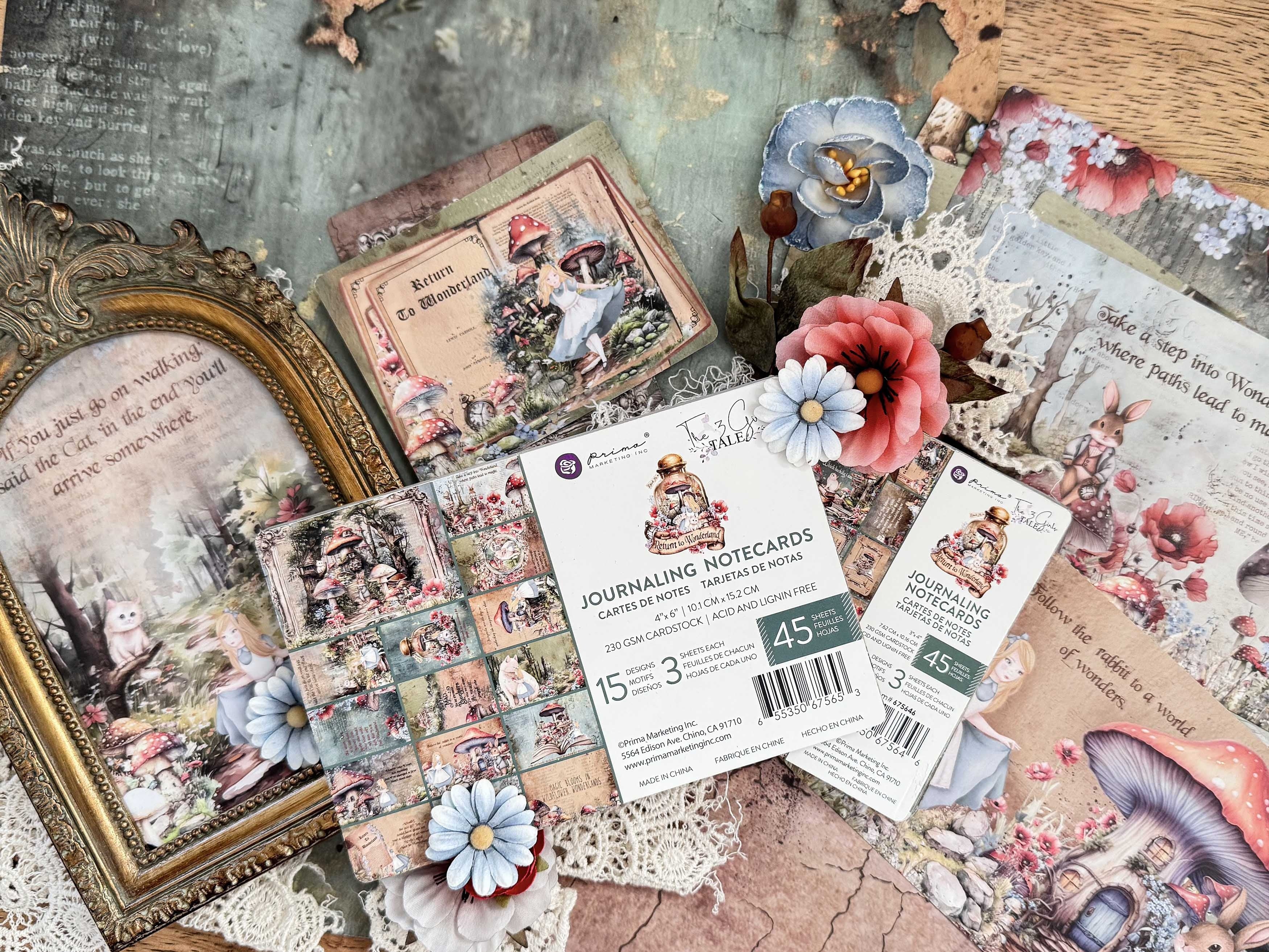 Prima RETURN TO WONDERLAND JOUNRALING NOTECARDS 3”X4” 45pc